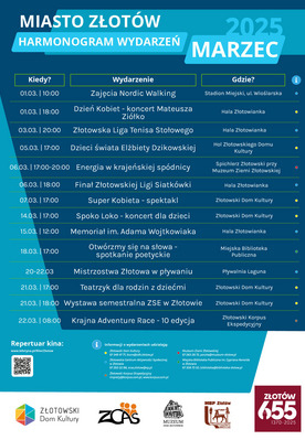 Harmonogram wydarzeń - marzec 2025