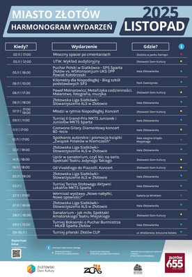 Harmonogram wydarzeń - listopad 2025
