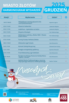 Harmonogram wydrzeń - grudzień 2025